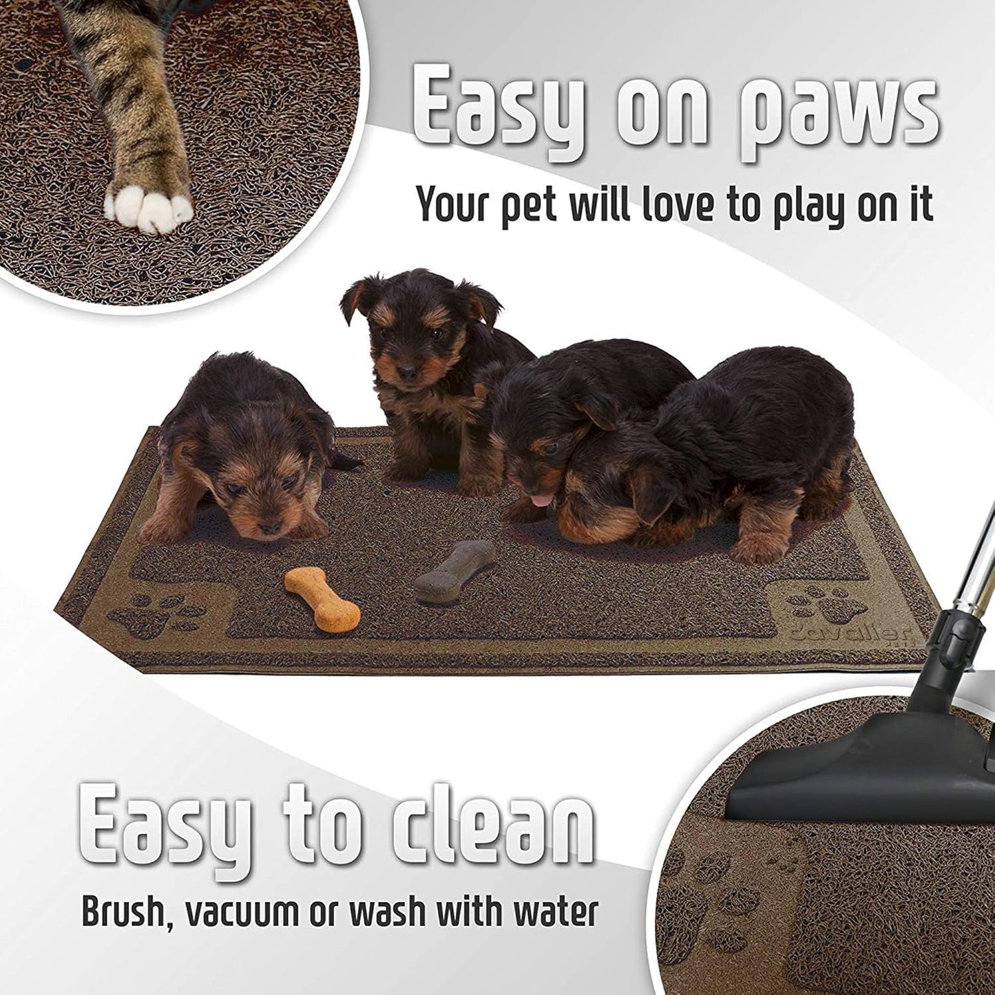 Dog Bowl Mat for Cat and Dog Bowls, Silicone Non-Slip Absorbent Waterproof Dog Food Mat, Easy to Clean, Unique Paw Design