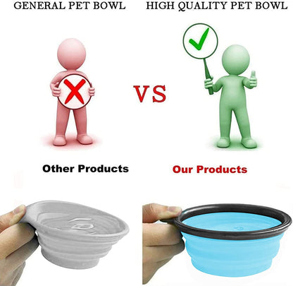 Collapsible Dog Bowls, Portable Travel Dog Bowls, Expandable for Cat Dog Water Bowls Food Feeding, 2 Pack Silicone Pet Bowls with Waste Bag Dispenser